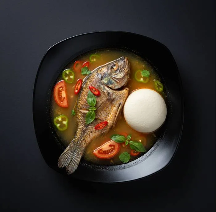 Tilapia Light Soup with Fufu